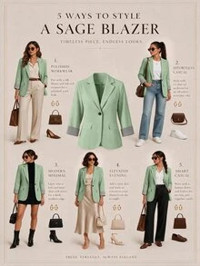 SHEIN PETITE CURVE 女款大尺碼拼接條紋時尚通勤西裝外套 - 綠色 - 查看 2