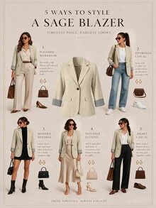 SHEIN PETITE CURVE 女款大尺碼拼接條紋時尚通勤西裝外套 - 卡其色 - 查看 2