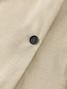 SHEIN PETITE CURVE 女款大尺碼拼接條紋時尚通勤西裝外套 - 卡其色 - 查看 6