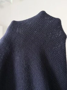 Solflare Plus Size Women's Navy Blue 2 In 1 Patchwork Casual Soft Form Daily Wear Office Formal Sweater School College Autumn Teachers' Day - Multicolor - View 8