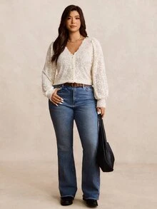 Nubod Lace Lantern Sleeve French Elegant Romantic Women Blouse, New Arrival Fall - Apricot - View 7