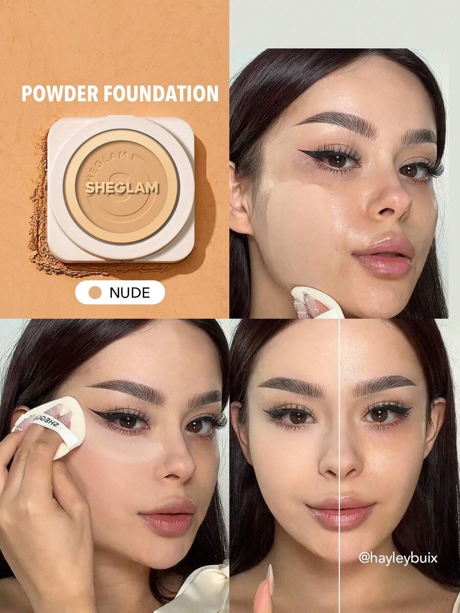 SHEGLAM Skin-Focus High Coverage Powder Foundation-Nude Brand Beauty Cosmetic Makeup For Women And Girls - Nude - View 1