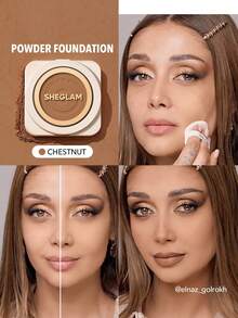 SHEGLAM Skin-Focus High Coverage Powder Foundation-Chestnut Brand Beauty Cosmetic Makeup For Women And Girls - Chestnut - View 1
