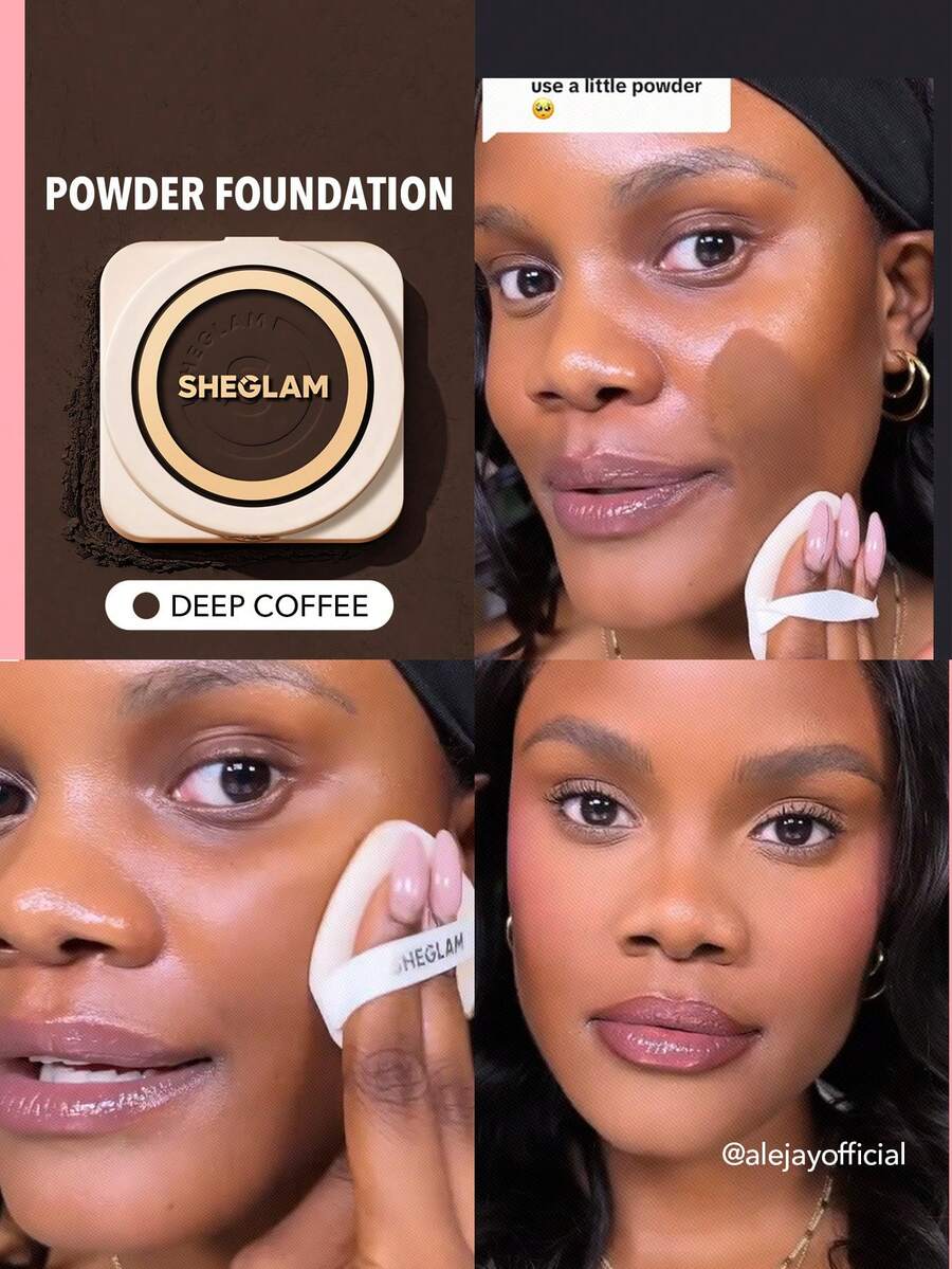 SHEGLAM Skin-Focus High Coverage Powder Foundation-Deep Coffee Brand Beauty Cosmetic Makeup For Women And Girls - Deep Coffee - View 1
