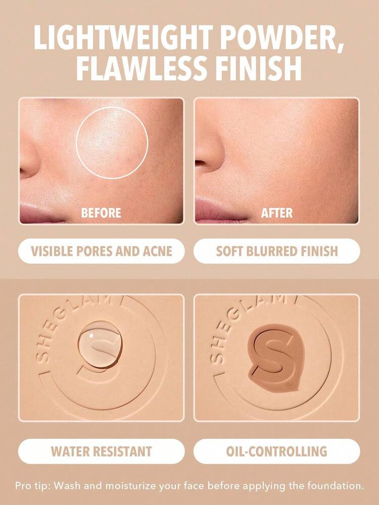 SHEGLAM Skin-Focus High Coverage Powder Foundation-Truffle Brand Beauty Cosmetic Makeup For Women And Girls - Truffle - View 4