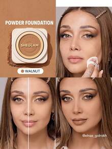 SHEGLAM Skin-Focus High Coverage Powder Foundation-Walnut Brand Beauty Cosmetic Makeup For Women And Girls - Walnut - View 1