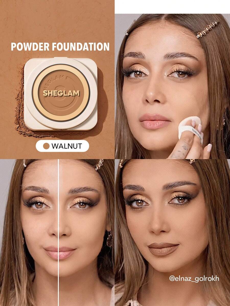 SHEGLAM Skin-Focus High Coverage Powder Foundation-Walnut Brand Beauty Cosmetic Makeup For Women And Girls - Walnut - View 1