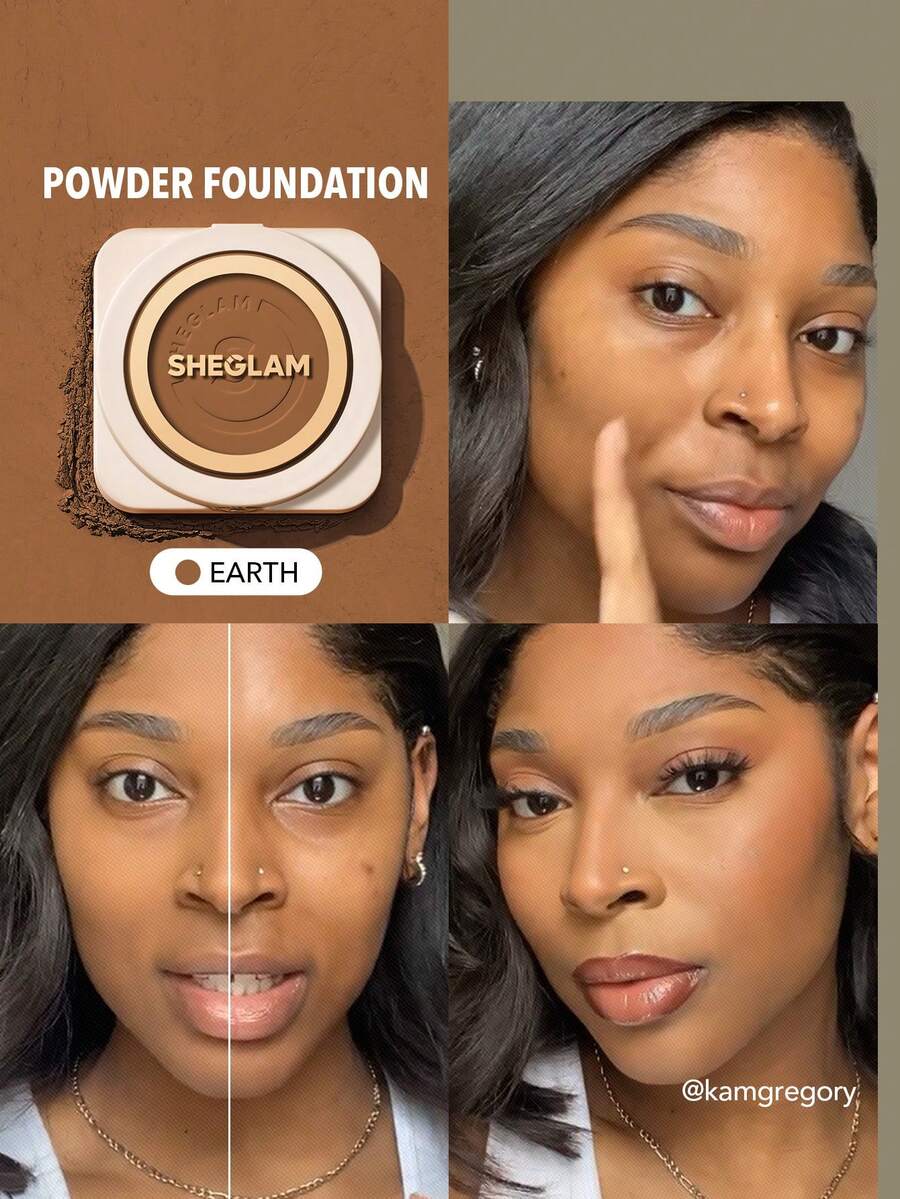 SHEGLAM Skin-Focus High Coverage Powder Foundation-Earth Brand Beauty Cosmetic Makeup For Women And Girls - Earth - View 1