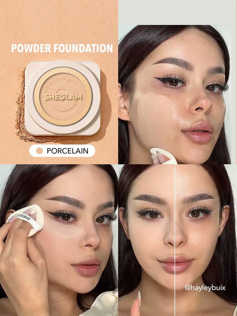 SHEGLAM Skin-Focus High Coverage Powder Foundation-Porcelain Brand Beauty Cosmetic Makeup For Women And Girls - Porcelain - View 1