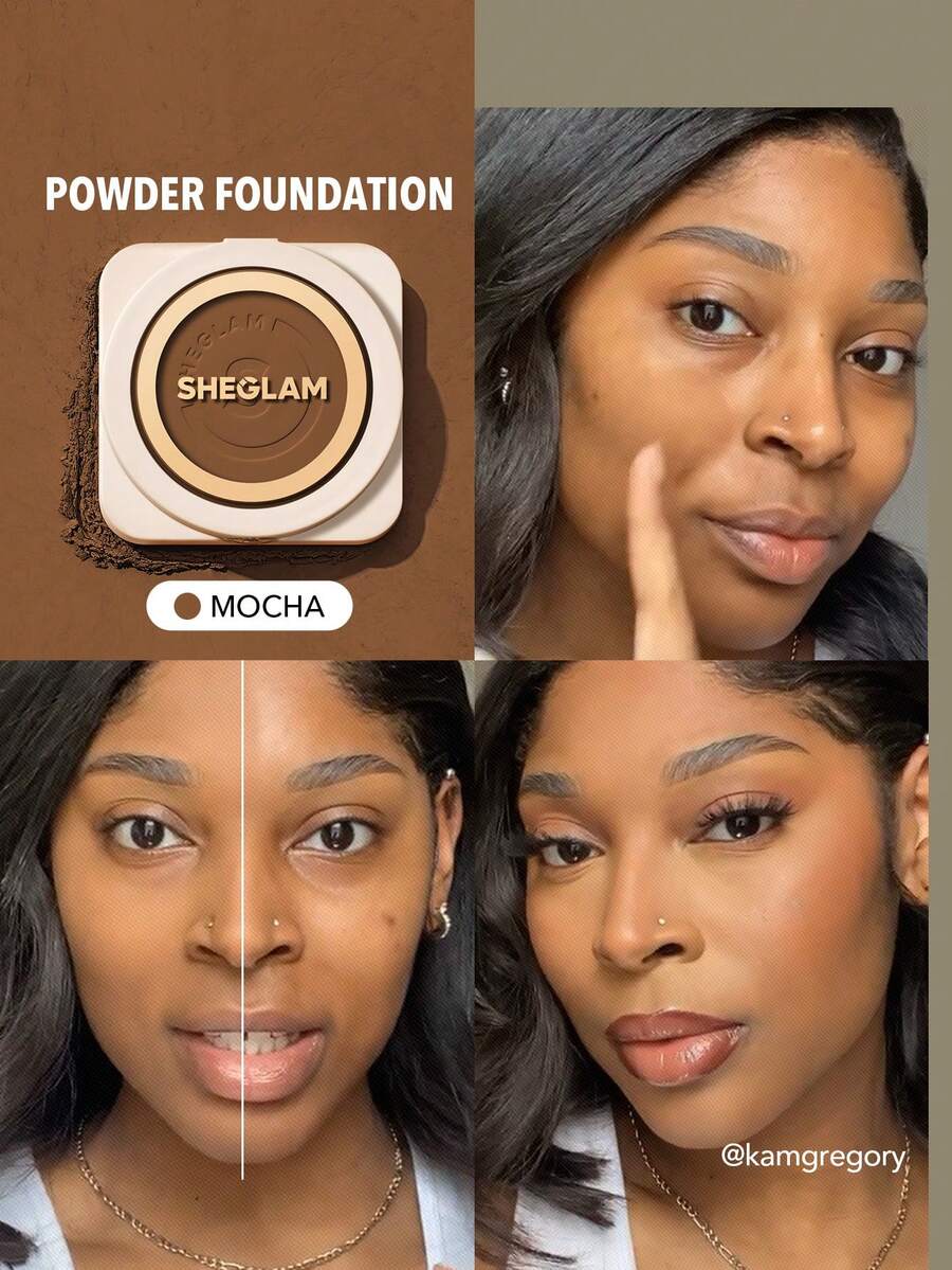 SHEGLAM Skin-Focus High Coverage Powder Foundation-Mocha Brand Beauty Cosmetic Makeup For Women And Girls - Mocha - View 1