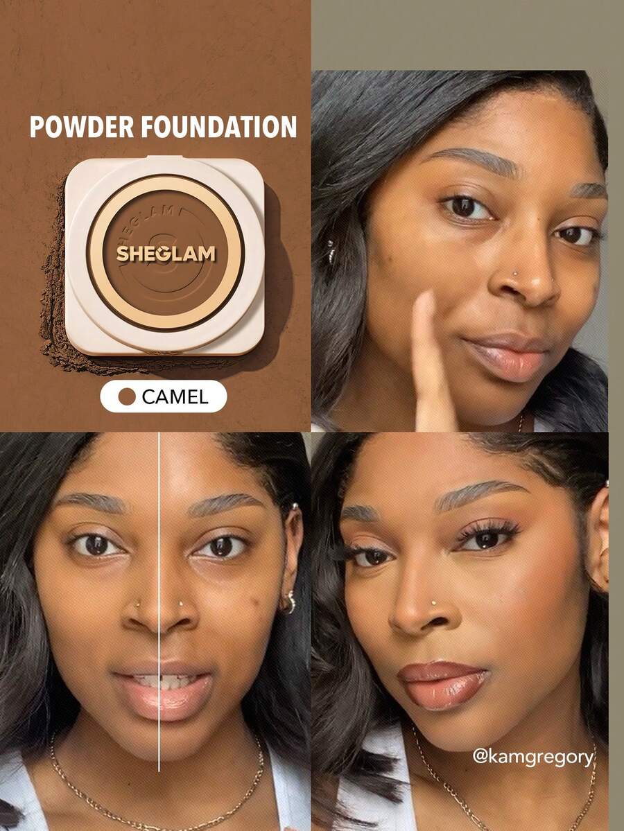 SHEGLAM Skin-Focus High Coverage Powder Foundation-Camel Brand Beauty Cosmetic Makeup For Women And Girls - Camel - View 1