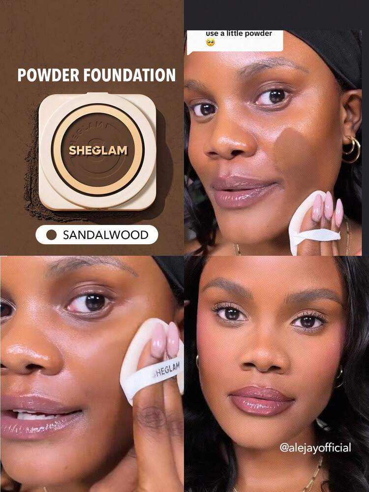 SHEGLAM Skin-Focus High Coverage Powder Foundation-Sandalwood Brand Beauty Cosmetic Makeup For Women And Girls - Sandalwood - View 1