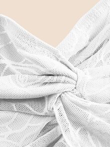 SHEIN ICON 春季扭結前開叉边无肩带白色上衣 - 白色 - 查看 5