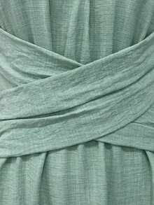 Louniche Women's Casual Sage Green Sleeveless Dress,Criss-Cross Waist Design,Minimalist Summer Tropical Holiday Tea Party Vacation,Elegant Daily Wear Holiday - Mint Green - View 6