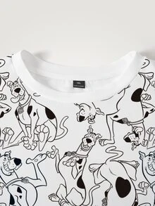 SCOOBY-DOO X SHEIN DOO 大尺碼女款圓領長袖休閒運動衫 - 白色 - 查看 5
