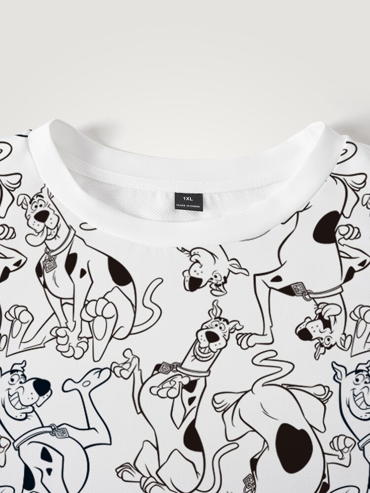 SCOOBY-DOO X SHEIN DOO Plus Size Women's Round Neck Long Sleeve Casual Sweatshirt - White - View 5