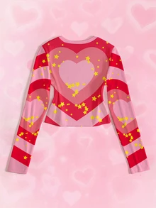 THE POWERPUFF GIRLS X SHEIN 女款星星印花長袖T恤 - 白色 - 查看 4