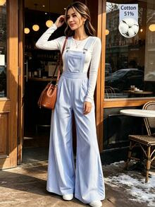 Cévolie Women's Striped Pocket Loose Wide Leg Casual Jumpsuit - Blue - View 5