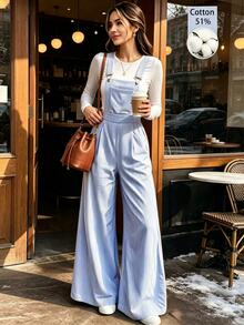 Cévolie Women's Striped Pocket Loose Wide Leg Casual Jumpsuit - Blue - View 3