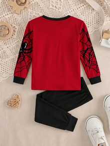 Young Boy Casual Minimalist Kids Cartoon Pattern Set, Suitable For Autumn/Winter, Slim Fit, Snug Fit - Multicolor - View 5