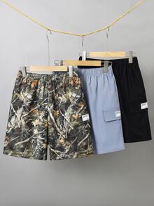 SHEIN 3 Pc Teen Boy Loose Casual Woven Shorts,Summer Streetwear Basic Versatile Solid Color Sports Workwear Multi-Color Multi Piece Set For Spring Summer - Multicolor - View 5