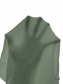SHEIN Women's Solid Color Round Neck Loose Casual Knit Vest - Olive Green - View 8