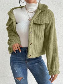 Struktiv Autumn/Winter Casual Streetwear Minimalist Versatile Fluffy Jacket Camping Road Trip Travel Holiday Olive Green Olive Green - Mint Green - View 8