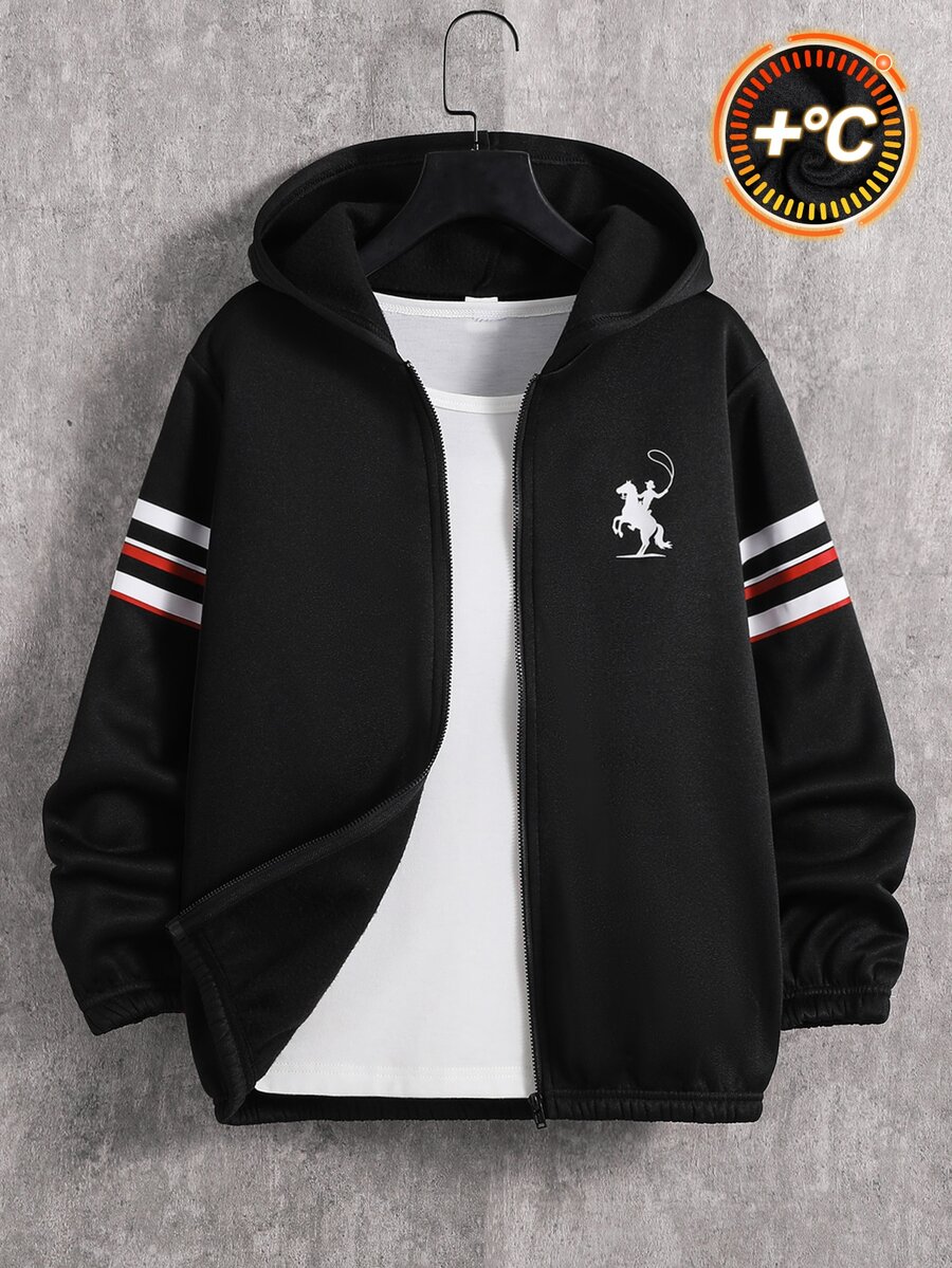 SHEIN Kids Tween Boy Casual Sports College Print Pattern Retro Hoodie ...