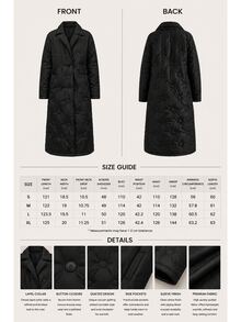 RosyDaze Black Circle Quilted Double-Breasted Long Coat With Oversized Lapel Collar - Black - View 9
