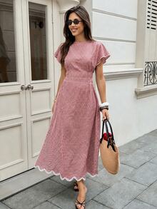 Serisse 女款格紋百褶休閒派對長洋裝 - 彩色 - 查看 6