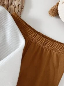 SHEIN 2件組幼兒女童可愛兔子針織開襟外套與內搭褲套裝 嬰兒長袖上衣 秋冬外套套裝 適合聖誕節、萬聖節 0-3歲 - 棕色 - 查看 8