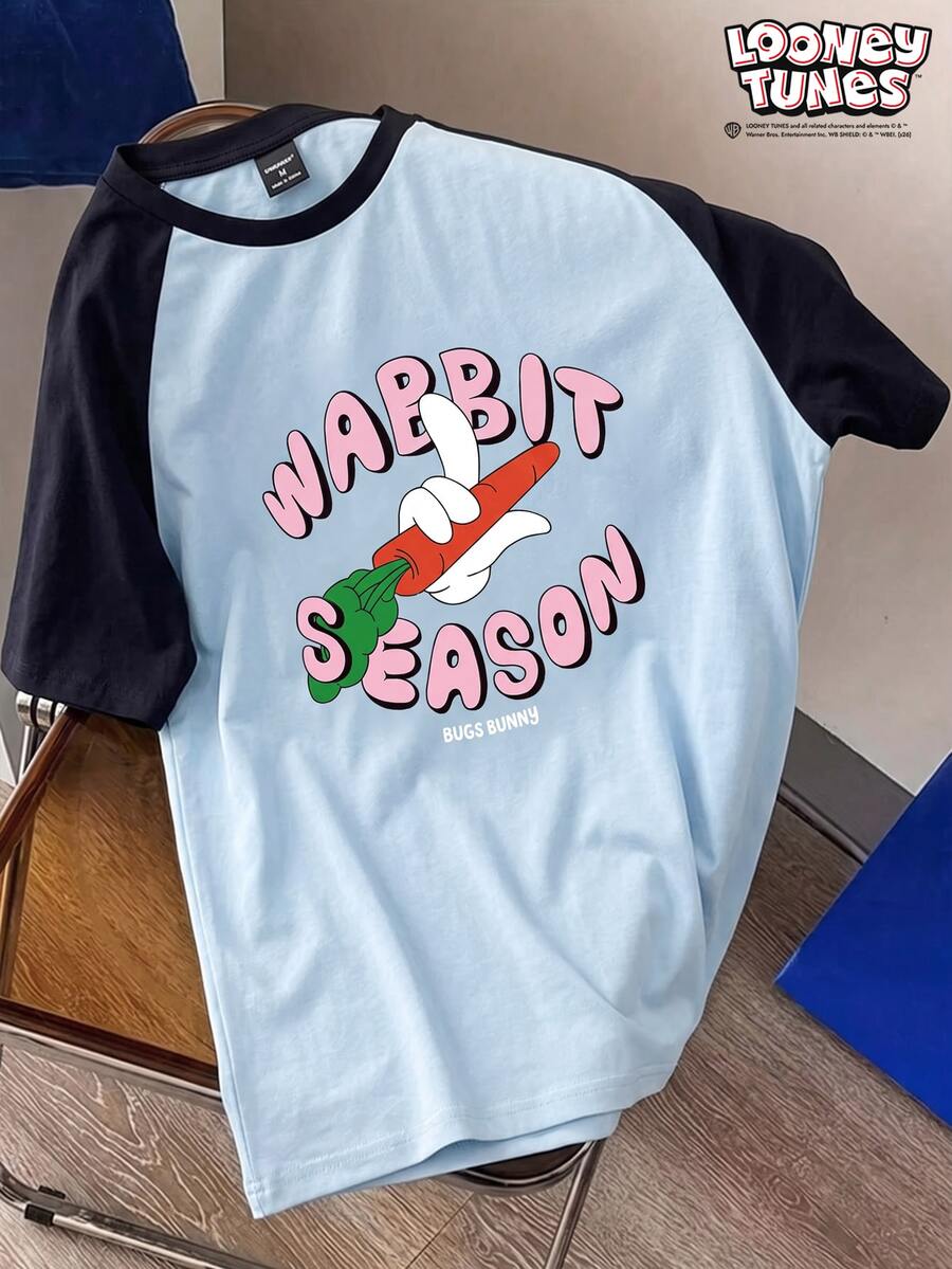 LOONEY TUNES X SHEIN Daypath 男士可愛卡通圖案印花短袖圓領T恤 - 彩色 - 查看 1