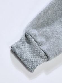 Rovax 男士十字繡長袖休閒抽繩連帽衫 - 淺灰色 - 查看 3