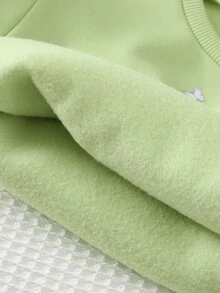Cozy Pixies 女童休閒舒適可愛百搭卡通印花圓領運動衫與喇叭腿長褲套裝 - 綠色 - 查看 5