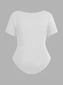 SHEIN EZwear 3 Pcs Casual Pleated Short Sleeve Bodysuit, Multiple Piece Set, Plus Size Suitable For Going Out, Spring Break - Multicolor - View 7