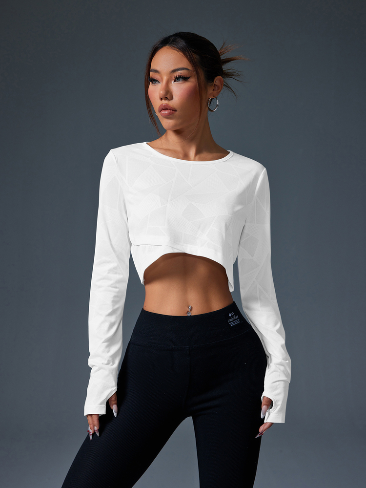 Eassivo Eassivo Camo Print Cut Out Wrap Cross Back Sports Long Sleeve Teeworkout Athleisure Tank Top Gym White Autumn - White - View 8