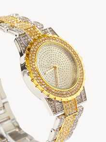 Opalesca 1pc Fashionable Luxury Rhinestone Encrusted Round Women Quartz Steel Band Watch, Suitable For Parties, Celebrations - Multicolor - View 8