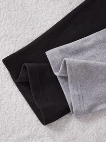 SHEIN Teenager Minimalist Versatile Warm Thickened Fleece Casual Black And Gray Crew Neck Long Sleeve Pants Set, Autumn/Winter Warm Casual Home Outfit, Best Gift For Boys - Multicolor - View 6