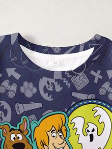SCOOBY-DOO X SHEIN Young Boy Crew Neck Short Sleeve Casual Versatile T-Shirt DOO - White - View 3