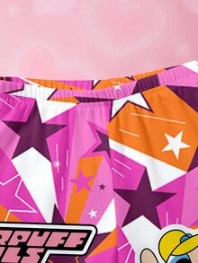 THE POWERPUFF GIRLS X SHEIN Bộ áo nỉ và quần legging in hoạt hình cho bé gái tuổi teen - trắng - Xem 7
