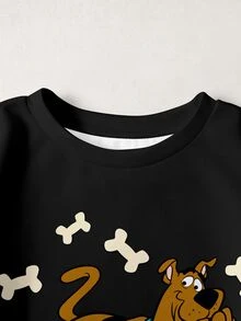 SCOOBY-DOO X SHEIN Young Boy Round Neck Long Sleeve Casual Loose Sweatshirt DOO - White - View 3