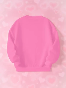 THE POWERPUFF GIRLS X SHEIN بلوزة رياضية كاجوال يومية بأكمام طويلة بنمط كرتوني وحروف للبنات المراهقات - أبيض - مشاهدة 2