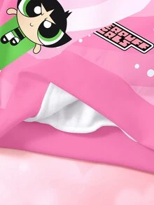 THE POWERPUFF GIRLS X SHEIN بلوزة رياضية كاجوال يومية بأكمام طويلة بنمط كرتوني وحروف للبنات المراهقات - أبيض - مشاهدة 8
