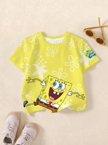 SpongeBob SquarePants | SHEIN 3PCS Young Boys T-Shirts - Multicolor - View 28