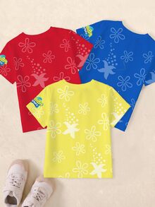SpongeBob SquarePants | SHEIN 3PCS Young Boys T-Shirts - Multicolor - View 2