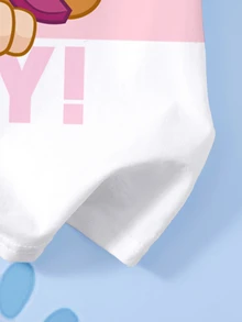 SHEIN | PAW Patrol 女童條紋卡通印花短袖休閒T恤 - 白色 - 查看 5