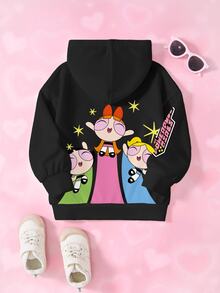 THE POWERPUFF GIRLS X SHEIN Sweatshirt Anak Perempuan dengan Cetakan Huruf - Putih - View 2