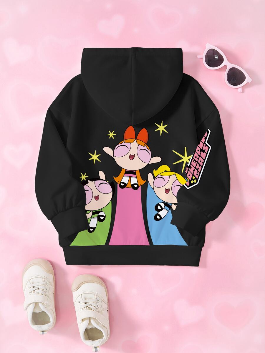 THE POWERPUFF GIRLS X SHEIN Young Girl Letter Print Sweatshirt - White - View 1