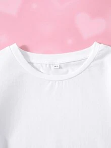 THE POWERPUFF GIRLS X SHEIN تي شيرت كاجوال متعدد الاستخدامات برقبة دائرية وأكمام قصيرة للفتيات المراهقات - أبيض - مشاهدة 3