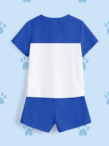 SHEIN | PAW Patrol Young Boy Cartoon Print Crew Neck T-Shirt And Shorts Set - White - View 8